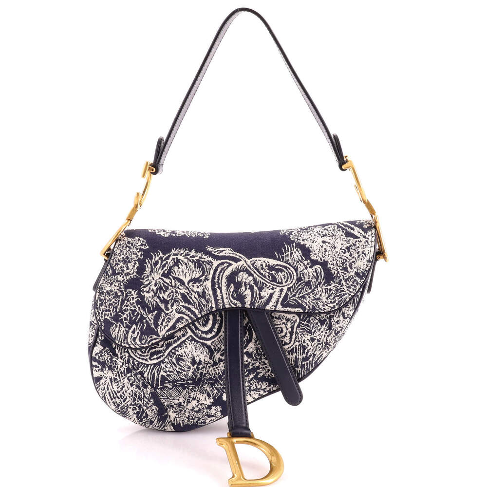 Christian Dior Medium Toile De Jouy Saddle Bag